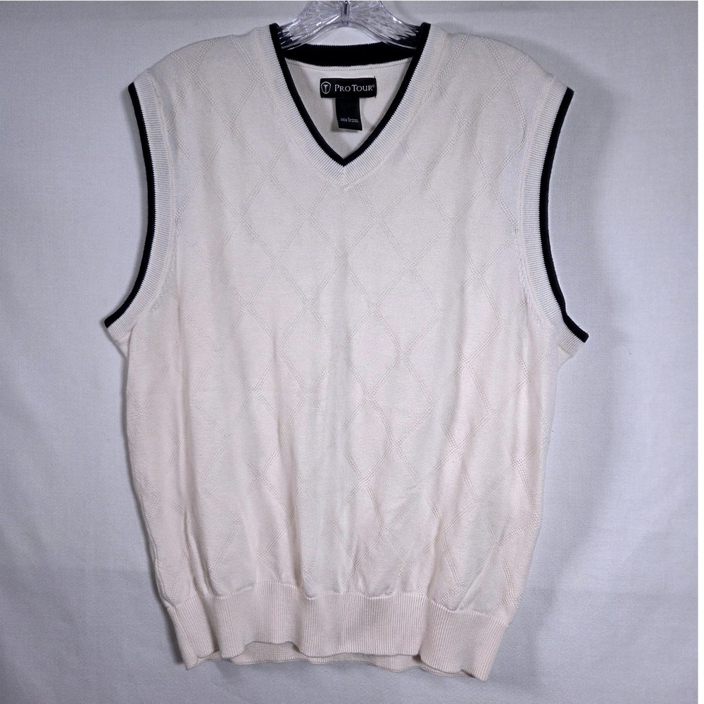 Pro‎ Tour Mens 100% Cotton Diamond Knit Golf Sweater Vest Argyle Country Club